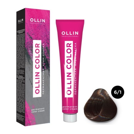 Cream-coloring hair permanent OLLIN Professional Color, tone 6/1 Dark Brushed ash, 100 ml