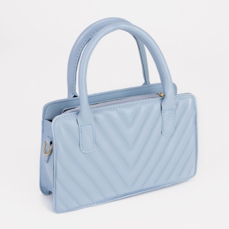 Bag Women's Tout with zipper, long belt, blue color-1