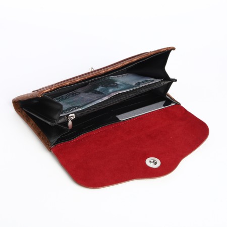 Women's wallet on a magnet, brown color-3