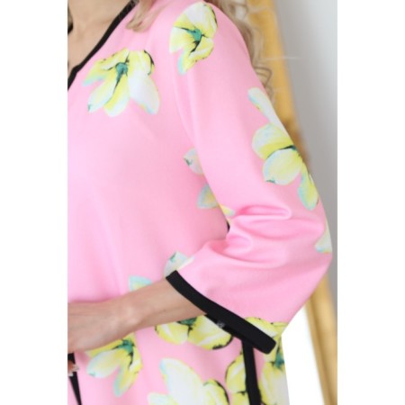 Cardigan female, size 50, white, pink color-11