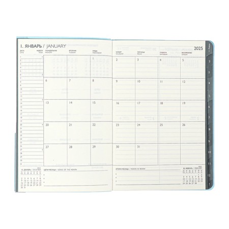 Weekly Datir 2025 Glick Region O leather A5 80l Escalada, BL TIS, KR BL 70 g/m², blue-10