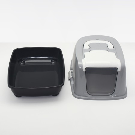 Domik toilet for cats closed with a door 57*43*38 cm, gray-9