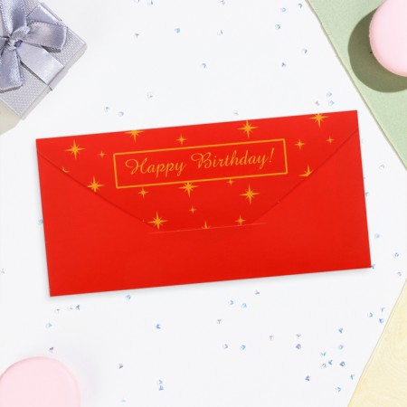 Money envelope "Happy Birthday!" Red background, patterns, 16x8 cm