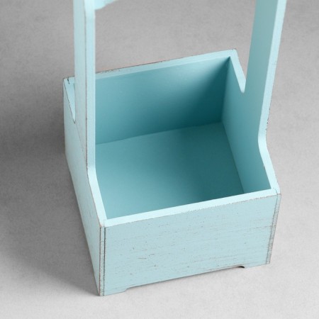 Kashpo - wooden box 13.5x13.5x30 cm gray -blue Provence-2