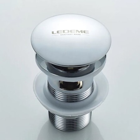 Bottom valve Ledeme L65-2, for a shell, with overflows, brass, chrome-4