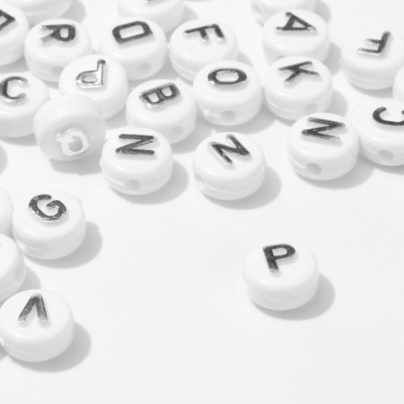 Acrylic bead "English letters", 10 × 6 mm, set 10 g, silver color-1