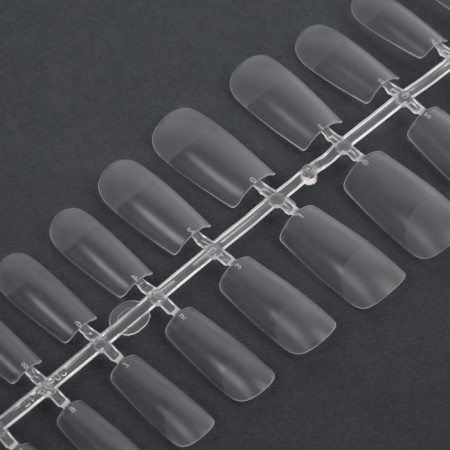 Gel tips for nail extension, 240 pcs, a soft square, full matte coating, in a container, color transparent color-5