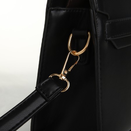 Women's bag with lightning, textura, average size, black color-4