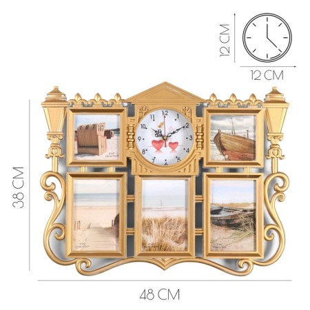 Wall clock, series: photo frames, "family", discrete move, 48 x 38 cm, dial 12 cm