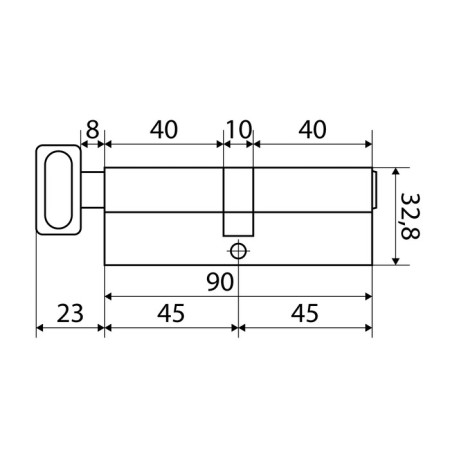 Cylinder mechanism standard MAX, 90 mm (45x45V), 5 keys, key/turntable, matte nickel 1024813-2