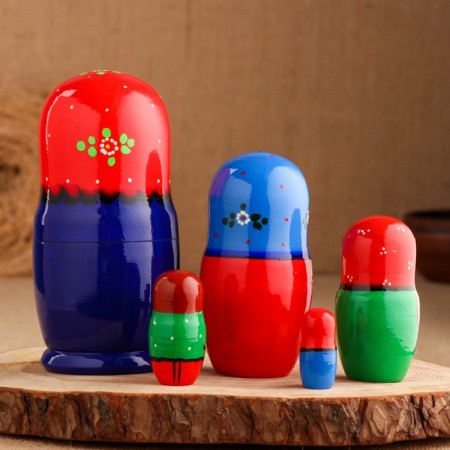 Nesting doll "tea party" 18 cm, 5 puppet, manual painting-1