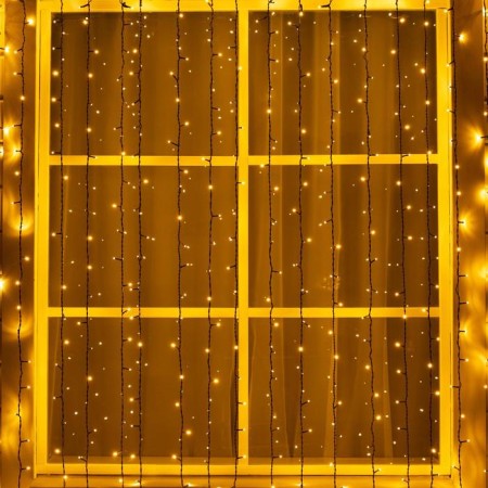 Garland "Curtain" 2 × 6 m, IP44, UMS, dark thread, 1440 LED, glow warm white, 220 V