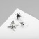 Earrings "Kuffs" polar stars, set 3 pcs, white color in silver