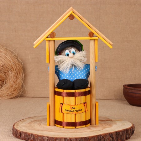 Amulet - brownie "brownie on a barrel, in the house", h = 30 cm, mix-6