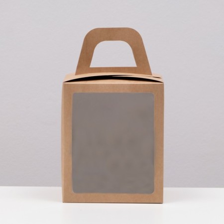 Folding box with a window, craft, 15 x 15 x 18 cm-1