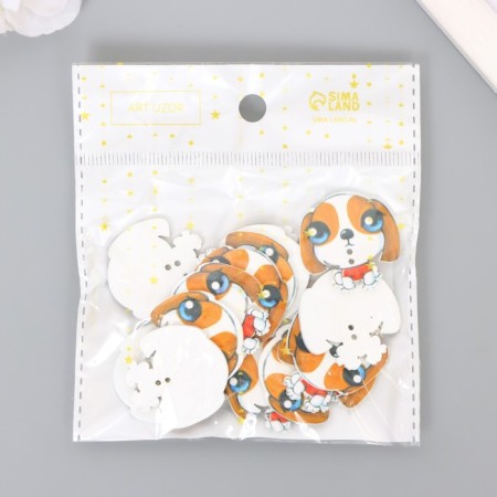 Buttons wood for creativity 2 punctures "puppy" set of 15 pcs 3x3 cm-4