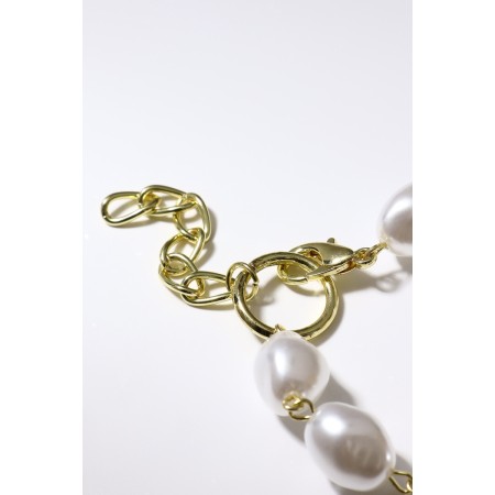 Baroque pearl bracelet, beads, white color in gold, l = 18 cm-3