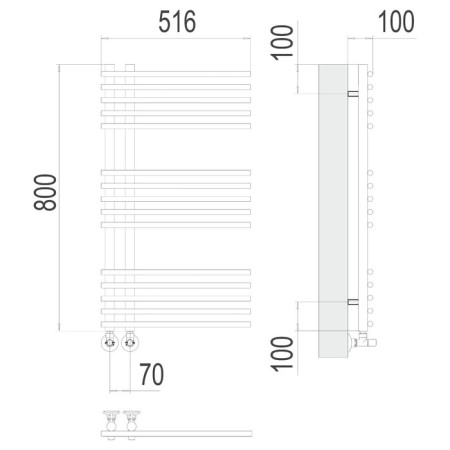 Water towel Terminus "Astra" P15, 70x800 mm, lower connection, chrome-2