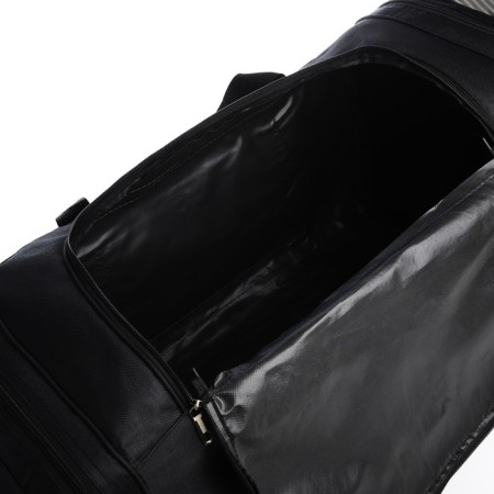 Road bag, 3 parts on zippers, external pocket, long belt, black color-2