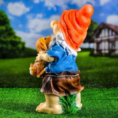 Garden figure "Dwarf with a dog" 23x22x46cm-2