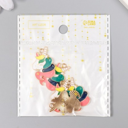 Decor for creativity metal, enamel "Unicorn with a rainbow mane" 3x2 cm-4