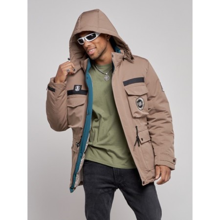 Winter male jacket, size 54, brown color-5