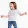 T-shirt for girls, gray/strip, height 104-110 cm