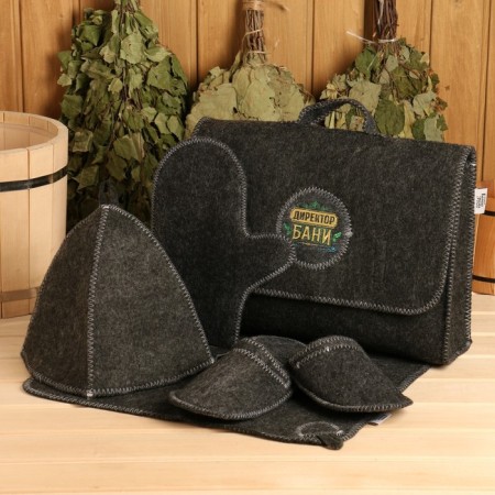 Set of bath "Male" portfolio 5 items, gray, with embroidery-2