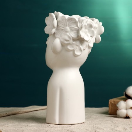 Kashpo - VAZ "Boy with a wreath" White, 28x12x14cm-2