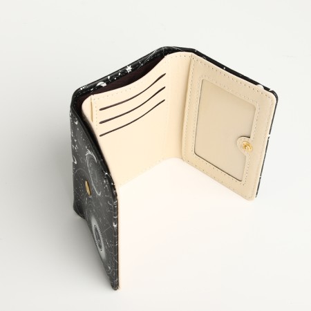 Women's wallet on the button, black color-3