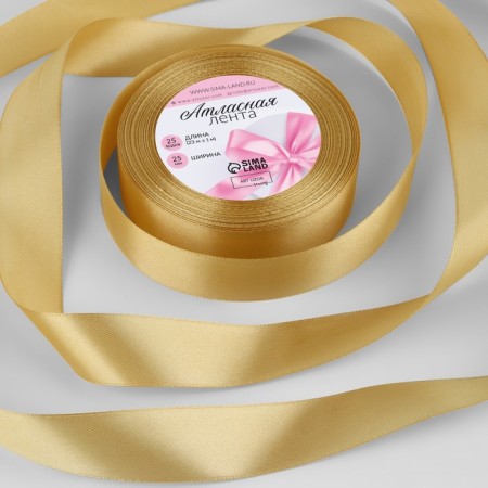 Satin tape, 25 mm × 23 ± 1 m, soft yellow color No. 101