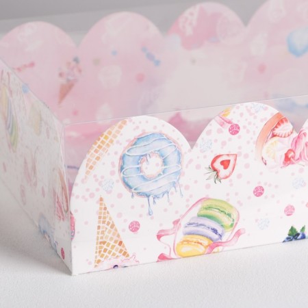Cookie box, confectionery packaging with PVC lid, "goodies", 20 x 30 x 8 cm-3