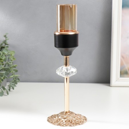 Summary Metal for 1 candle "Crystal. Openwork stand" gold, black 29x10x10 cm-1