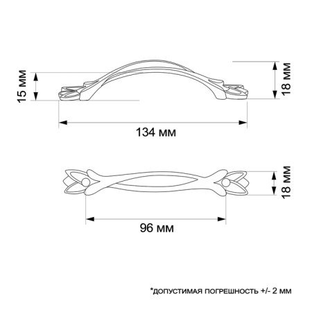 Tundra handle PC178, m/o 96 mm, bronze color-3