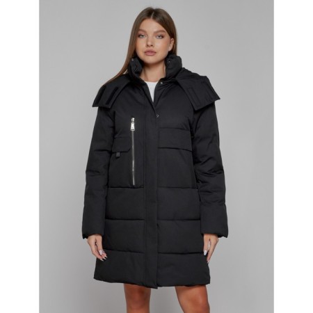 Coat insulated winter female, size 48, black color-6