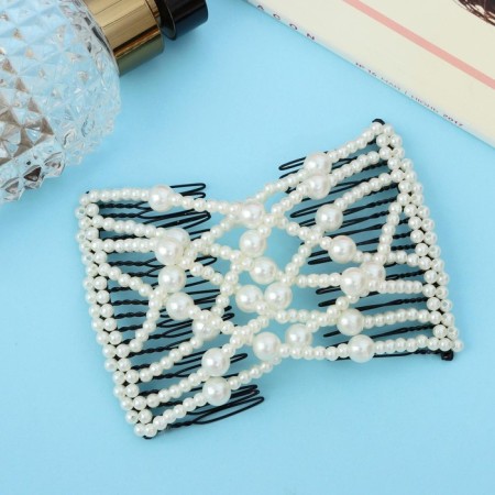 Hair clip "Pearl of the pearl mesh" large bead, white
