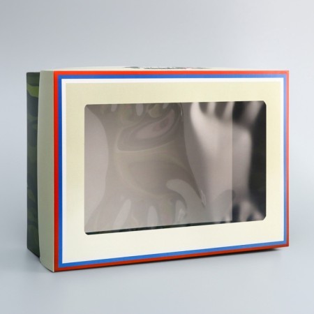The box is folding, the cover is, "February 23", 24 x 17 x 8 cm with a window-2