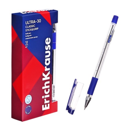 Ballic handle Erichkrause Ultra-30, node-bela 0.7 mm, blue, rubber emphasis, letter line 2000 meters-11