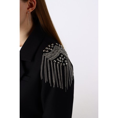 Brooch "Epipol" chains, white-black color in silver-2