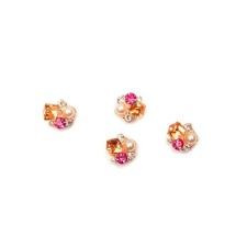 Metal fittings TNL “Orange cube with pearls”, 4 pcs
