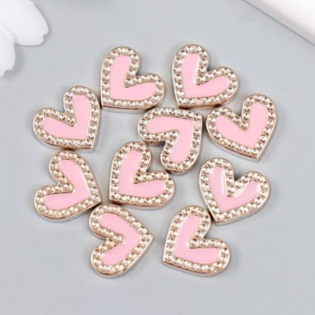 Decor for creativity plastic "Pink heart" gold 0.3x1.8x1.5 cm-2