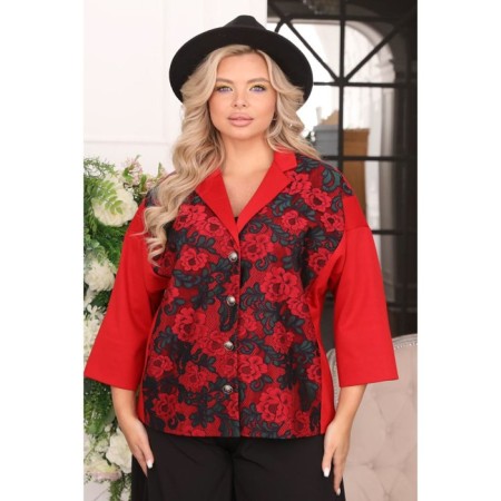 Female jacket, size 52, red color-3