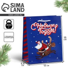 Пакет ламинированный вертикальный «Спешу к тебе», S 12 х 15 х 5.5 см, Новый год