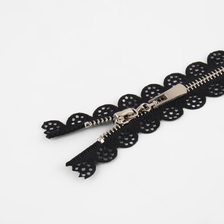 Metal zipper, No. 3, non -proceeding, automatic lock, 30 cm, black color/nickel-1