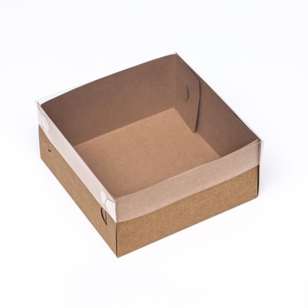 Confectionery packaging, craft with PVC lid, 17 x 17 x 8 cm