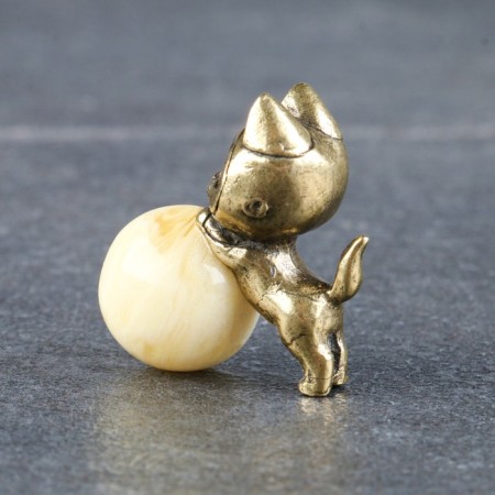 Souvenir "Cat", Brass, Amber Smole, 2.9x1.5x2.0 cm-2