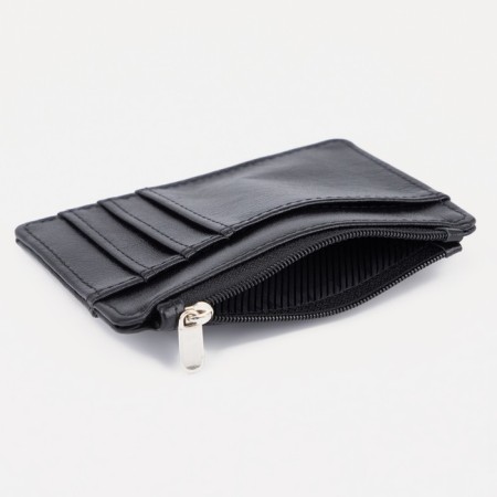 Cardholder with a section for coins, Textura, black color-4