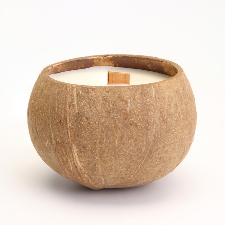 Candle in the coconut aromatic, sandalwood, soy wax, 8x10 cm, in the box-3