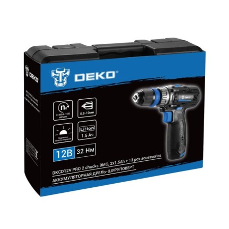 DREAR DREAR DEKO DKCD12V Pro, removable cartridge, 12 V, 2x1.5 Ah, case, equipment 13 pcs.-5
