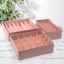 A set of organizers “Rule”, 3 pcs: 33 × 28 × 9, 33 × 16 × 9 cm, 20 cells, 7 cells, 6 cells, pink color
